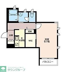 クレセント・アール 1Kの間取図画像