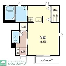 キャロット・ハウス1 ワンルームの間取図画像
