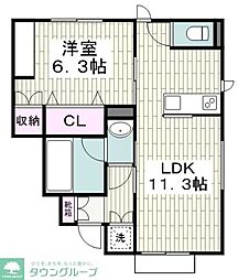 SeaofRose小林 1LDKの間取図画像