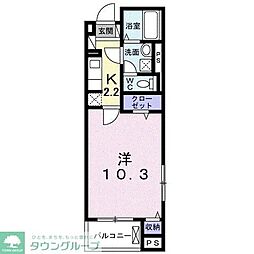 リズミン 1Kの間取図画像