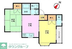 メゾン城南C棟 2DKの間取図画像