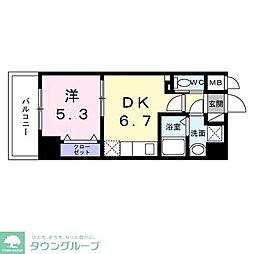 スアヴィス平塚八重咲 1DKの間取図画像