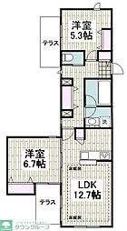 茅ヶ崎市浜竹1丁目マンション 2LDKの間取図画像