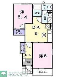コンフォール・サト 2DKの間取図画像