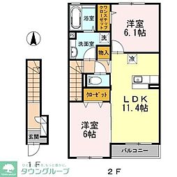 サンフローラA 2LDKの間取図画像