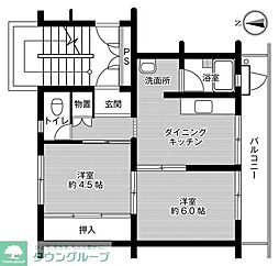 ビレッジハウス下島第二1号棟 2DKの間取図画像