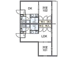 レオパレスアキヤマ 1DKの間取図画像