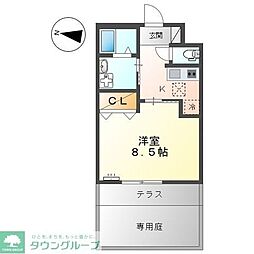 セレーヌ泉B 1Kの間取図画像