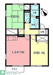 アトリオB 2LDKの間取図画像