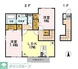 ポワールB 2LDKの間取図画像