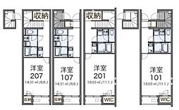 CLEINOプルメリア23 1Kの間取図画像