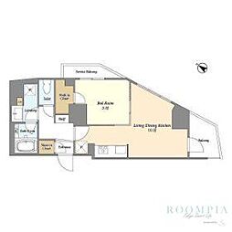 プライマル戸越銀座 3階1LDKの間取り