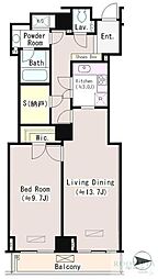 恵比寿ガーデンテラス弐番館 11階1LDKの間取り