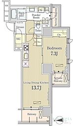 パークアクシス池田山 2階1LDKの間取り