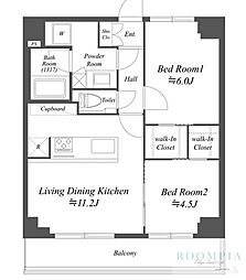ブライズ白金台 6階2LDKの間取り