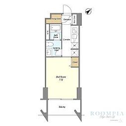 パークフラッツ祐天寺 3階1Kの間取り