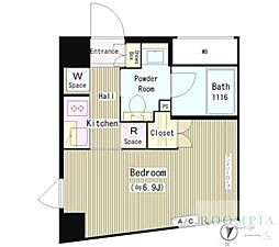 ソラーニ目黒不動前 1階1Kの間取り