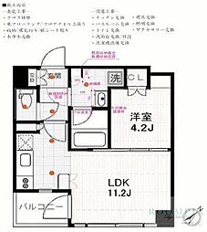 ドゥーエ五反田 2階1LDKの間取り