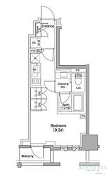 ザ・パークジオ碑文谷 ワンルームの間取図画像
