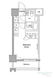 ザ・パークハビオ目黒レジデンス ワンルームの間取図画像