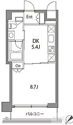 カスタリア中目黒 1DKの間取図画像