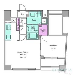 レジディア恵比寿南 1LDKの間取図画像