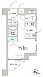 リペリアン中目黒 1Kの間取図画像