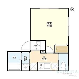WELLSQUAREISM西小山 1Kの間取図画像