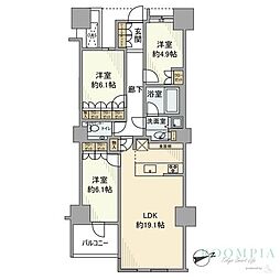 用賀レジデンス 3LDKの間取図画像