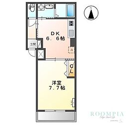 クレセントコート 1DKの間取図画像