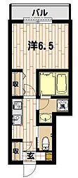 ドゥジュピテール 1Kの間取図画像