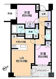 ザ・パークハウス上目黒ピアース 2LDKの間取図画像