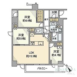 目黒区柿の木坂3丁目マンション 3LDKの間取図画像