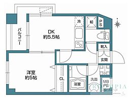 パナッシュ二子玉川 1DKの間取図画像