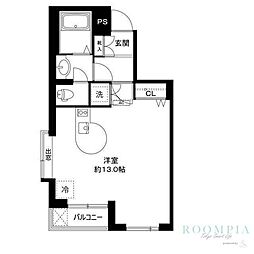 パルテール祐天寺 ワンルームの間取図画像