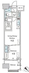 レガシス中目黒 1LDKの間取図画像
