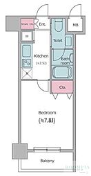 レジディア中目黒2 1Kの間取図画像