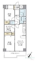 KDXレジデンス二子玉川 2SLDKの間取図画像