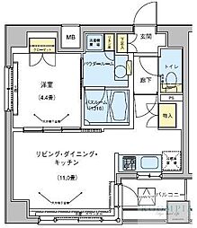 ドゥーエ五反田 1LDKの間取図画像