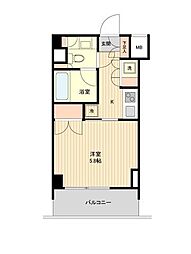 萩中イースト 1Kの間取図画像