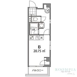 クーカイ・テラス中目黒 ワンルームの間取図画像