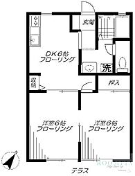 ピュアコート鷹番 2DKの間取図画像
