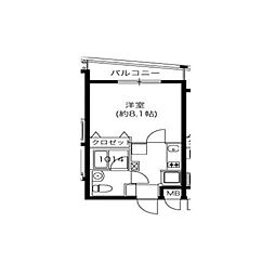 ジョイシティ駒沢大学 1Kの間取図画像