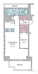 RESIDIA品川 1LDKの間取図画像