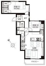 ソーケン日暮里マンション 2LDKの間取り