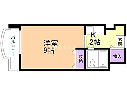 メゾン・ド・グルー 4階1Kの間取り