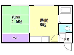 パールいまいマンション 1DKの間取図画像