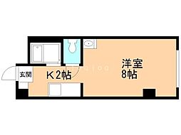 キャッスル17 4階1Kの間取り