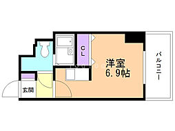 アストリア北大前 6階ワンルームの間取り