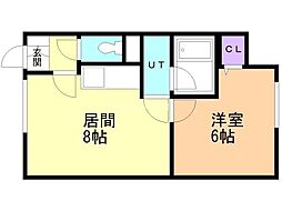 マンション大雪 1LDKの間取図画像